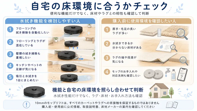 Roomba Plus 505 Comboの水拭き機能が向いている人
