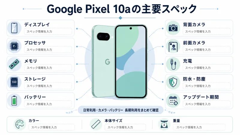 Google Pixel 10aの主要スペック図解