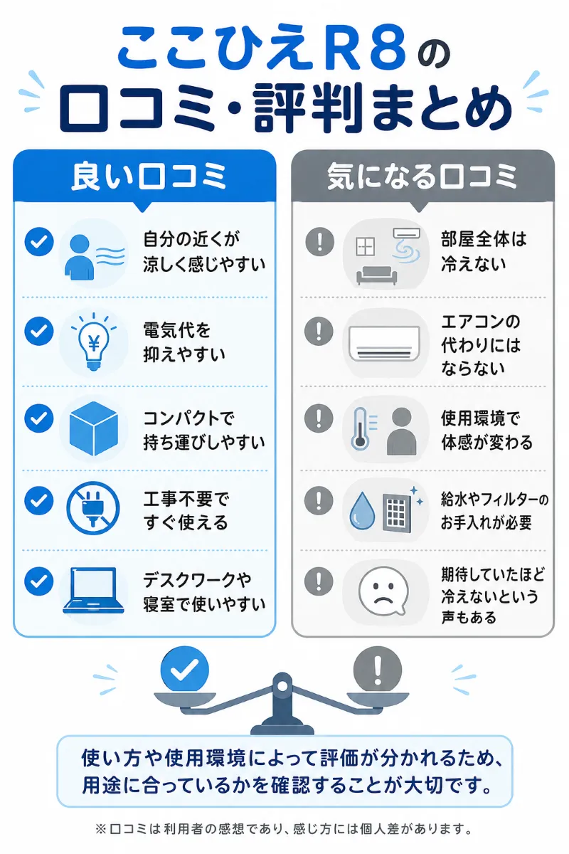 ここひえR8の気になる口コミ・評判