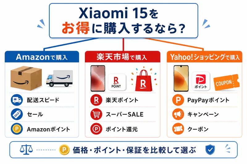 Xiaomi 15を購入するときのチェックポイント整理図