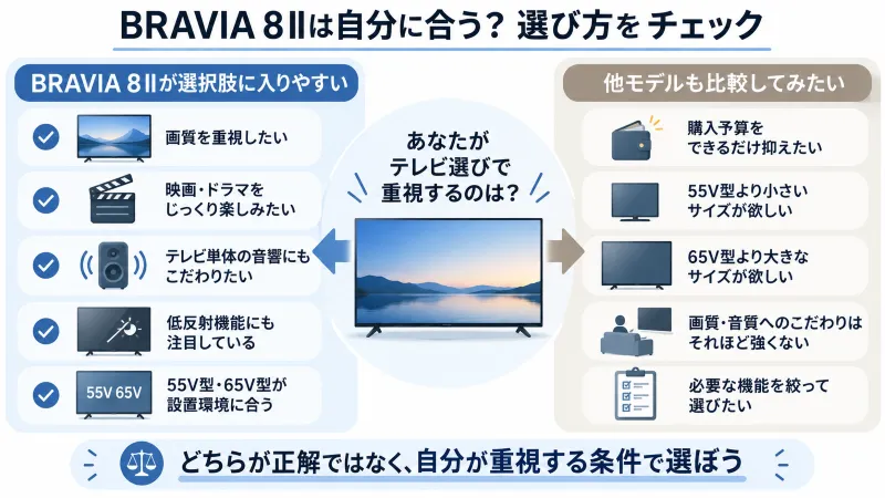 BRAVIA 8 IIが選択肢に入りやすい人／他モデルも比較したい人